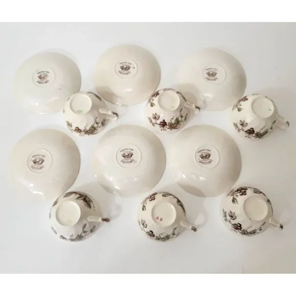 Johnson Bros. Harvest Time Teacups and Saucers Set of Six - Picture 4 of 5